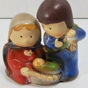Glazed Ceramic Nativity Christmas Mary Joseph Baby Jesus figurines children